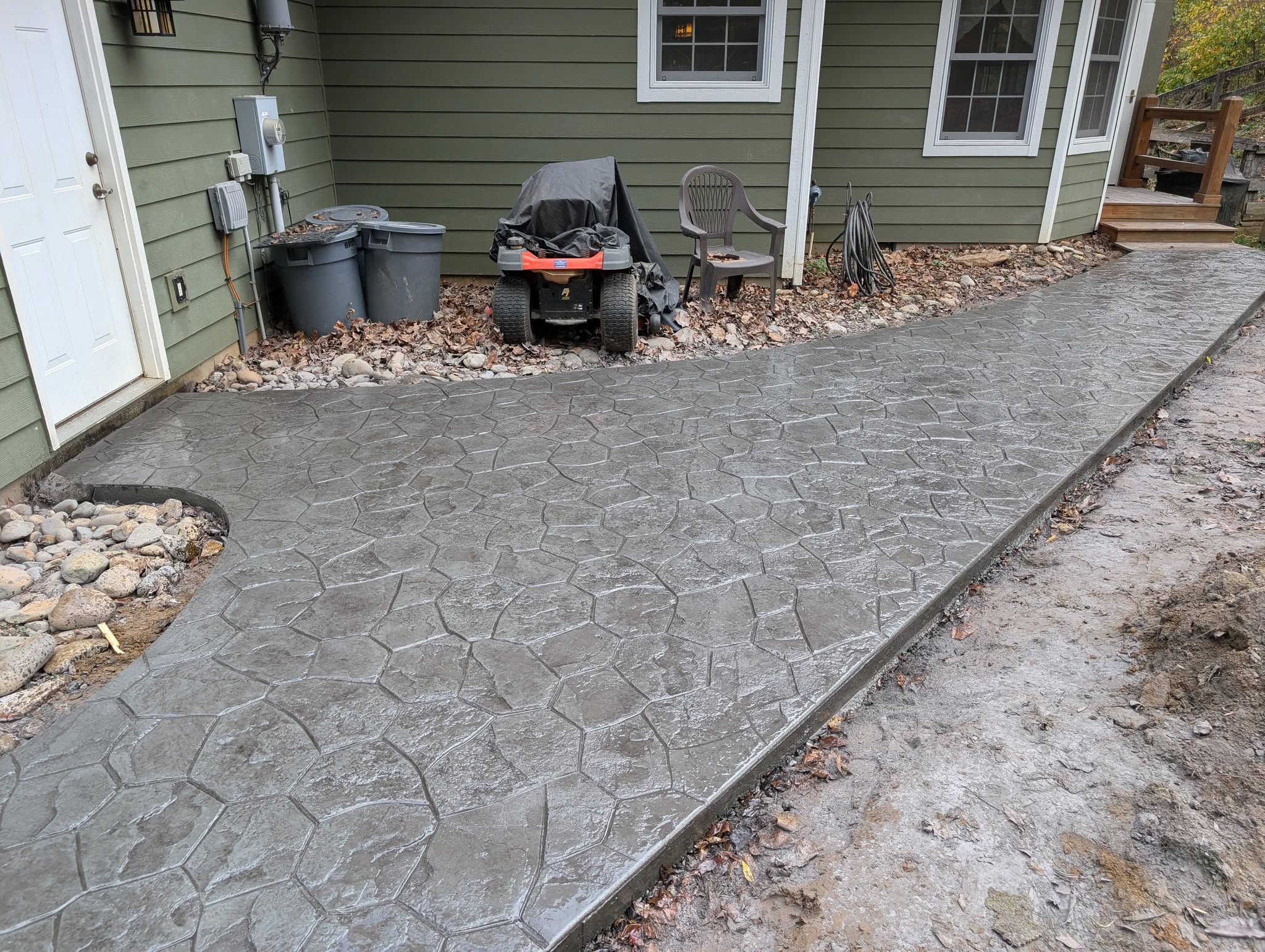 Stamped concrete walkway